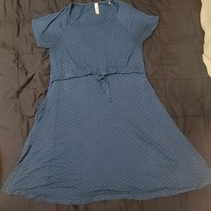 Latched Mama Teal Dots Drawstring Nursing Dress